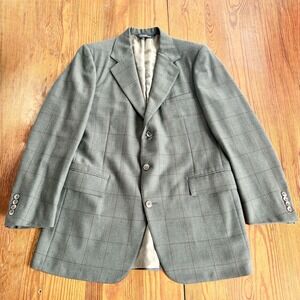Polo Ralph Lauren VTG 3-Button Tweed Windowpane Blazer Sportscoat Sz 42L USA